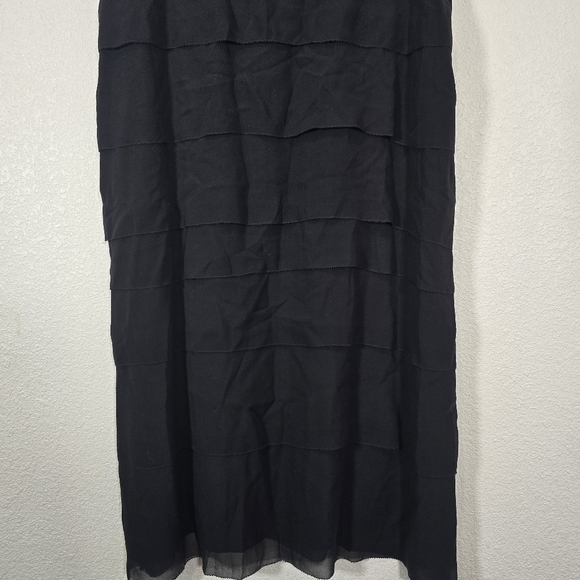 Eileen Fisher 100% Silk Dress Size L Sheer Georgette Tiered Layered Shift Black‎ - Picture 5 of 10